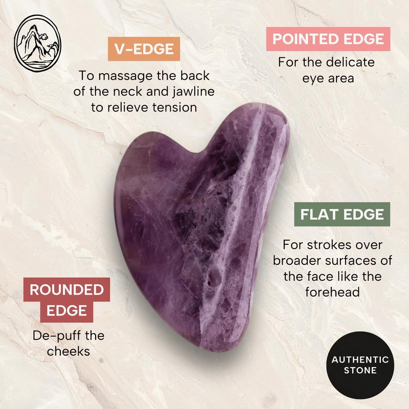 Mount Lai -The Amethyst Gua Sha Facial Lifting Tool | Face Sculpting Tool for Skin Care | Guasha Tool for Face and Body | Facial Massage Tools to Relieve Muscle Tension and Reduce Puffiness