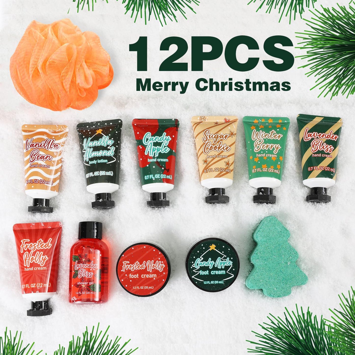 BODY & EARTH # LOVE Advent Calendar 2026 Womens Christams Gifts, Advent Beauty Calendar for Teen Girls 12 Days Countdown Calendar Hand Cream Gifts Spa Bath Sets with Body Lotion, Santa Keychain,Green