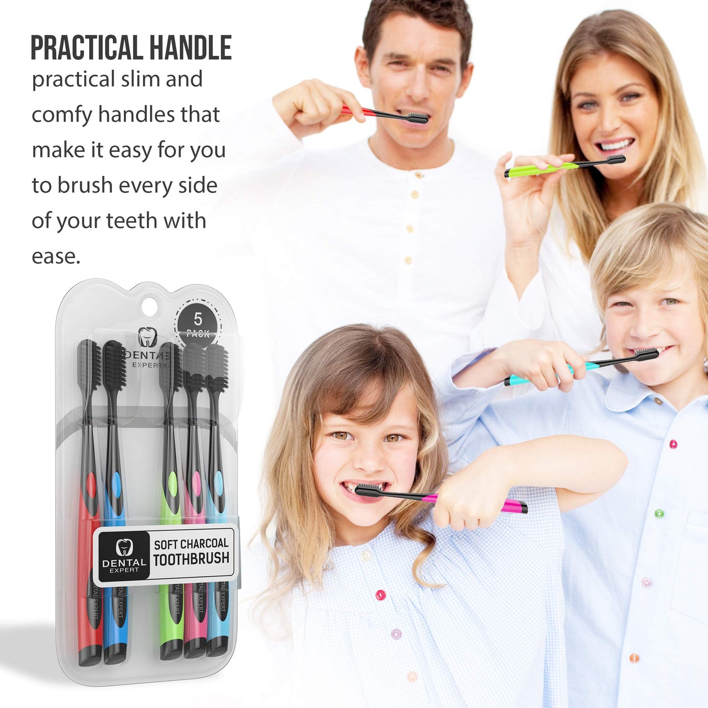 Soft Toothbrushes for Adults - Black Charcoal Toothbrush Ultra Soft for Sensitive Gums - Teeth Whitening Brush for Adults & Children [Extra Family Pack] Super Soft Tip Bristles