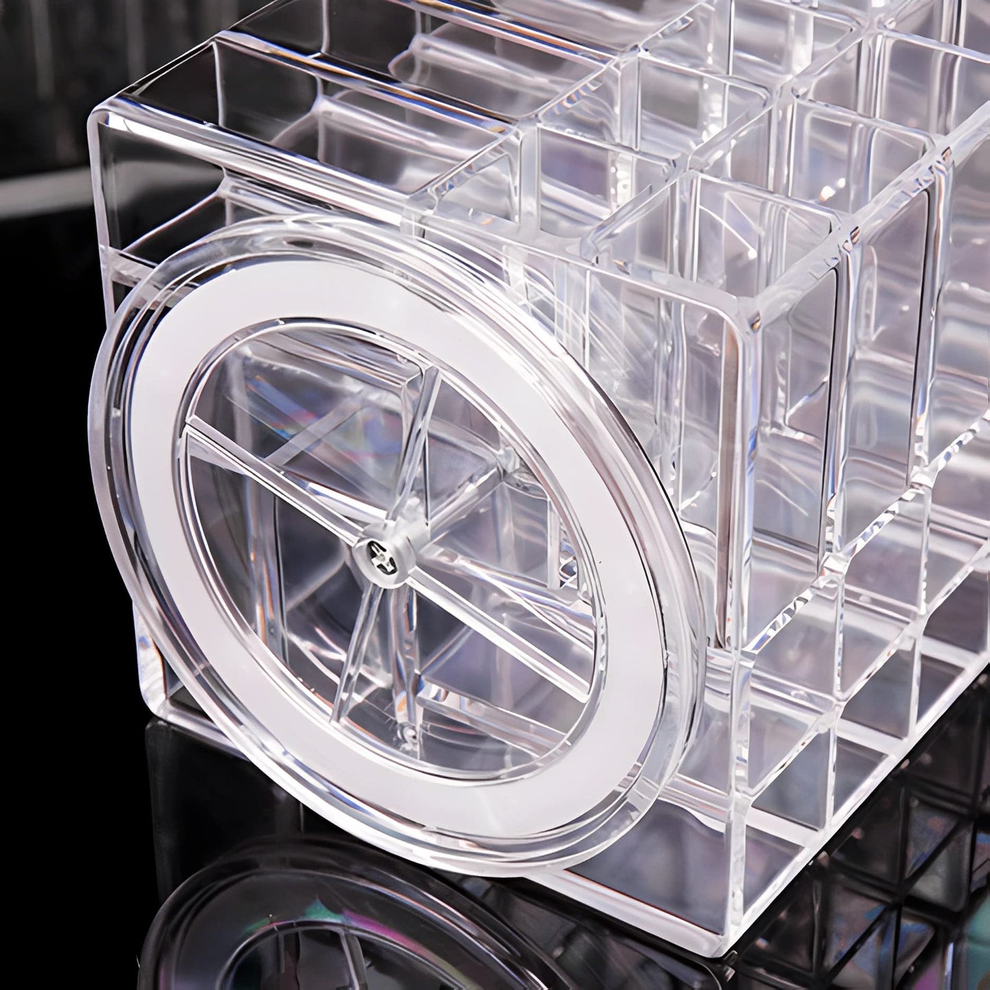 Sooyee 360 Degree Spinning Lipstick Organizer Holder 53 Spaces, Acrylic Cosmetic Display Cases for Lipstick, Brushes, Bottles, and More, Clear