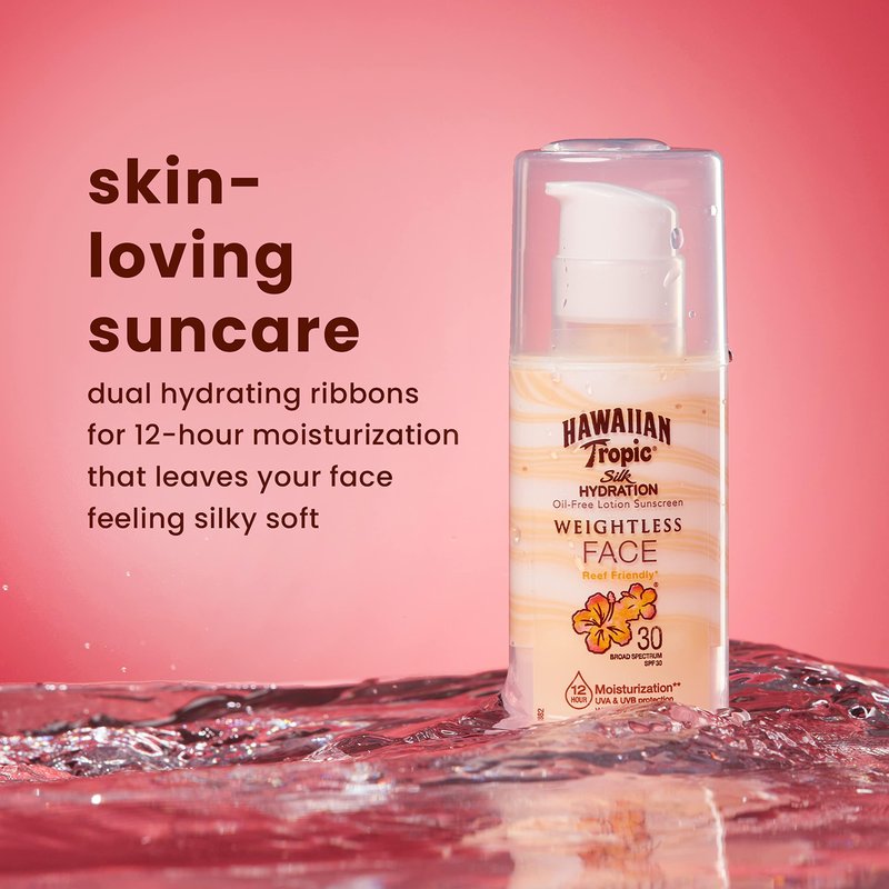 Hawaiian Tropic Everyday Active Spray Sunscreen SPF 50 Twin Pack and Weightless Hydration Face Sunscreen SPF 30 Travel Size