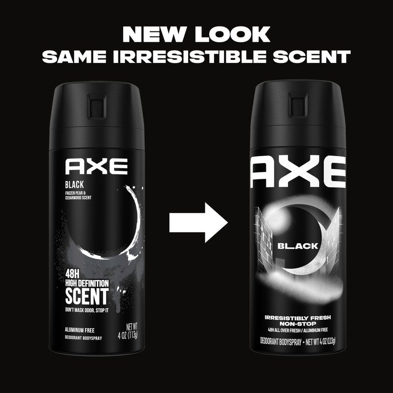 AXE Body Spray Deodorant for Men Black for Long Lasting Odor Protection Frozen Pear & Sandalwood Men's Deodorant Formulated Without Aluminum 4.0 oz
