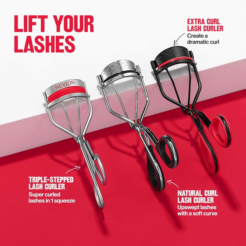 Revlon Triple-Stepped Eyelash Curler - Gentle 3-Tiered Pads for Effortless Curling | One Count