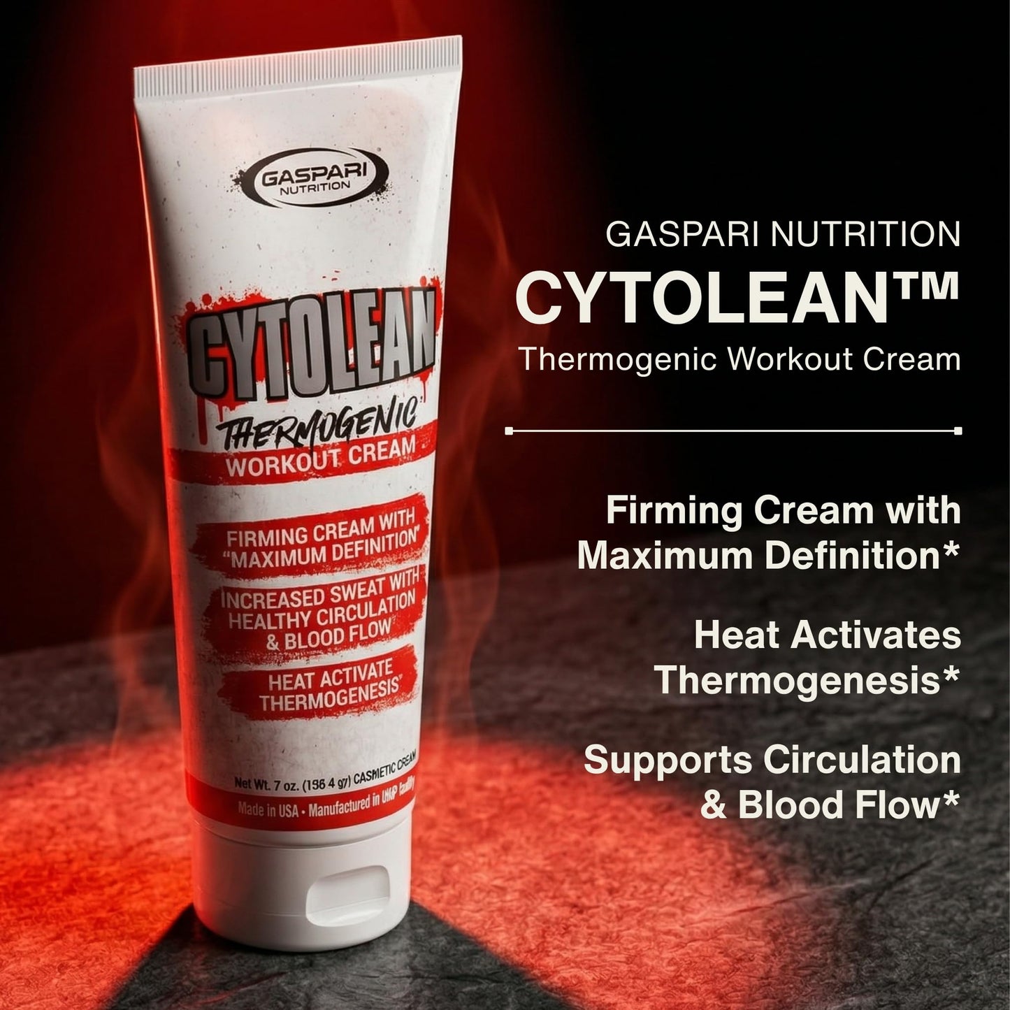 Gaspari Nutrition Cytolean Cream, Workout Cream, Firming Cream, Maximum Definition, Increased Circulation and Blood Flow, Heat Activated (7 Oz Cream)