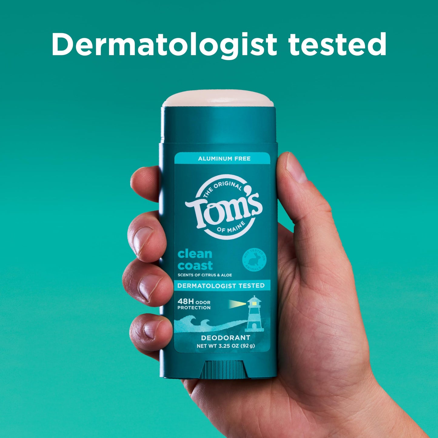 Tom’s of Maine Clean Coast Natural Deodorant for Men and Women, Aluminum Free, No Artificial Fragrances, Dyes, or Preservatives, Baking Soda Free, 48-Hour Odor Protection