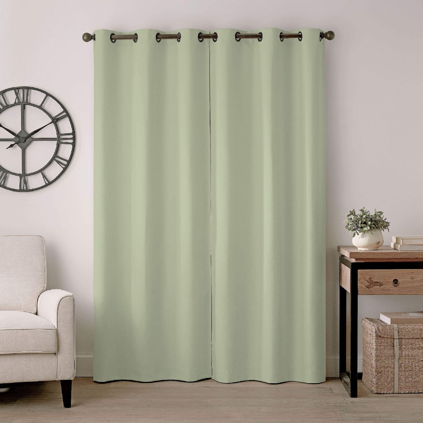 Eclipse Gabriella Grommet Top Curtains for Bedroom, Single Panel, 40" x 108", Sage