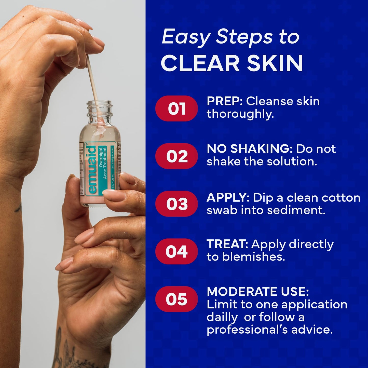 EMUAID Overnight Acne Treatment, Gentle Fast-Acting Solution with Salicylic Acid for Adults and Teens, Clears Stubborn Pimples, Cystic Acne, Blackheads, Rosacea, and Hormonal Breakouts, 1oz