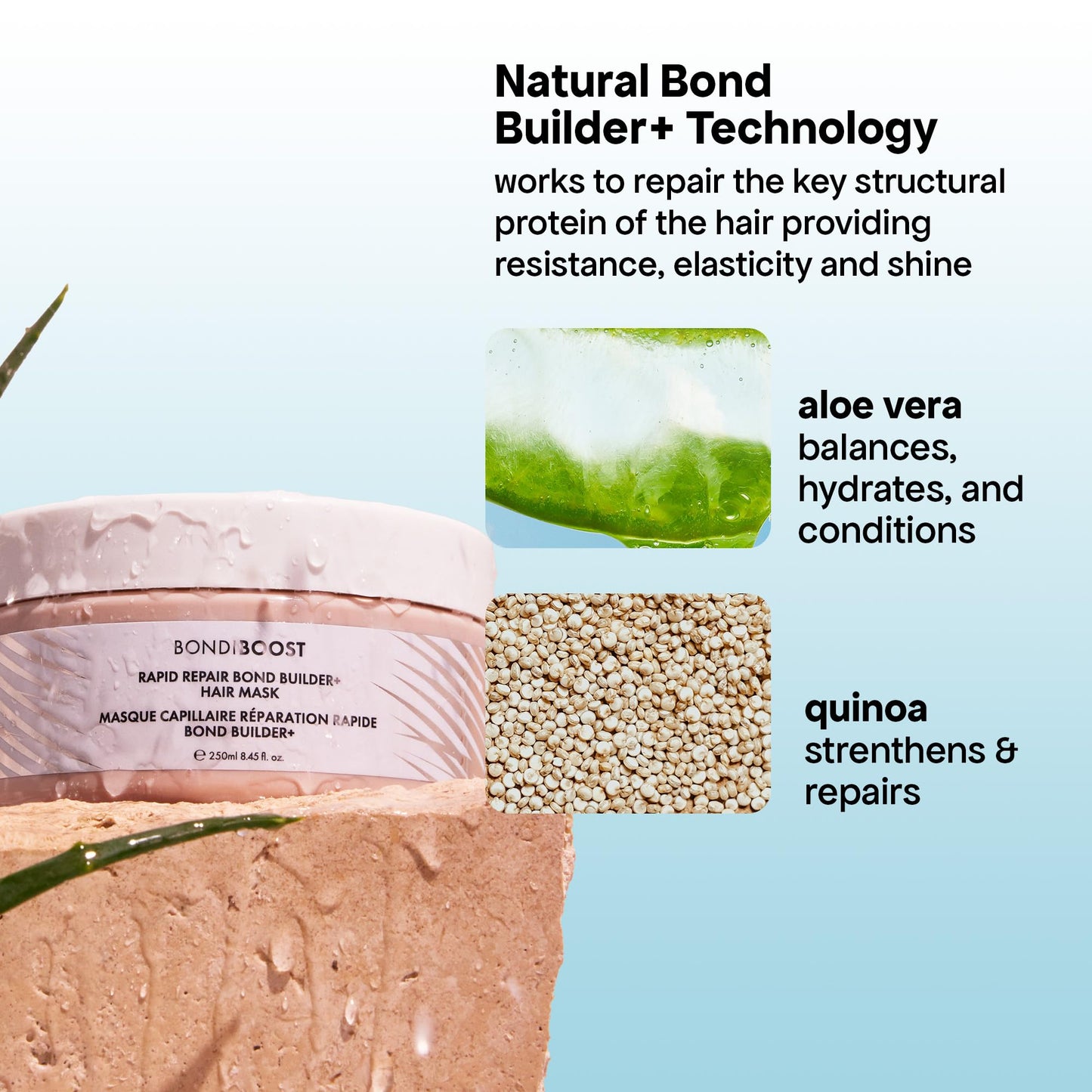 BONDIBOOST Rapid Repair Bond Builder + Hair Mask for Damaged Hair [8.45 fl oz], Deep Conditioning Treatment + Restores Strength & Shine