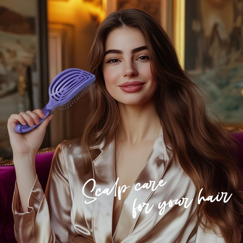 NuWay DoubleC Pro Professional Detangling Hair Brush – Patented Double Curve Scalp Care Brush for Gentle Detangling, Blow-Dry Styling & Wet or Dry Hair (Hyacinth)