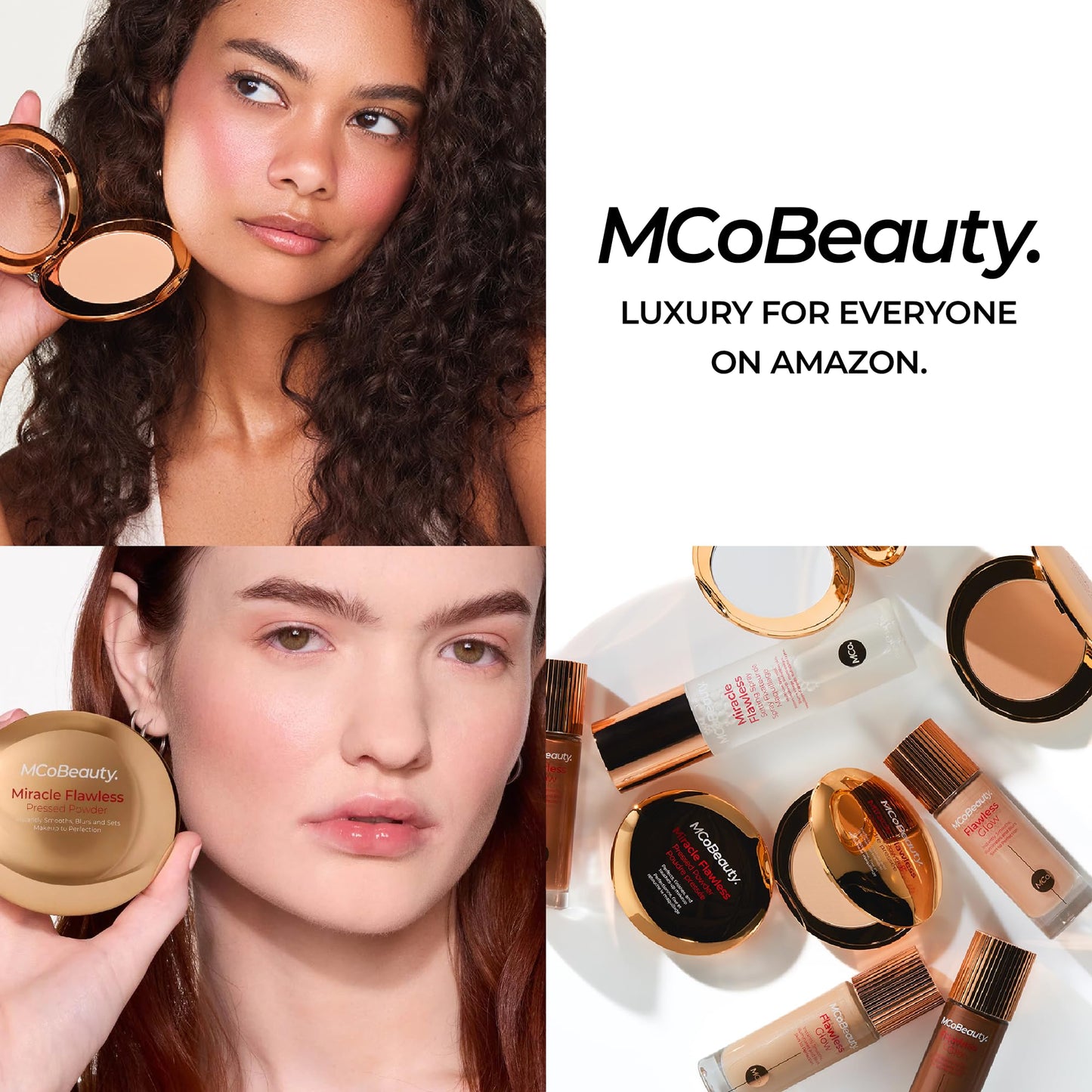 MCoBeauty Miracle Flawless Pressed Powder - 3 Medium Warm - Soft Focus Blurring, Finishing & Setting Powder - Face Makeup Compact with Rose Flower Extract Sweet Almond Oil - Vegan & Cruelty Free