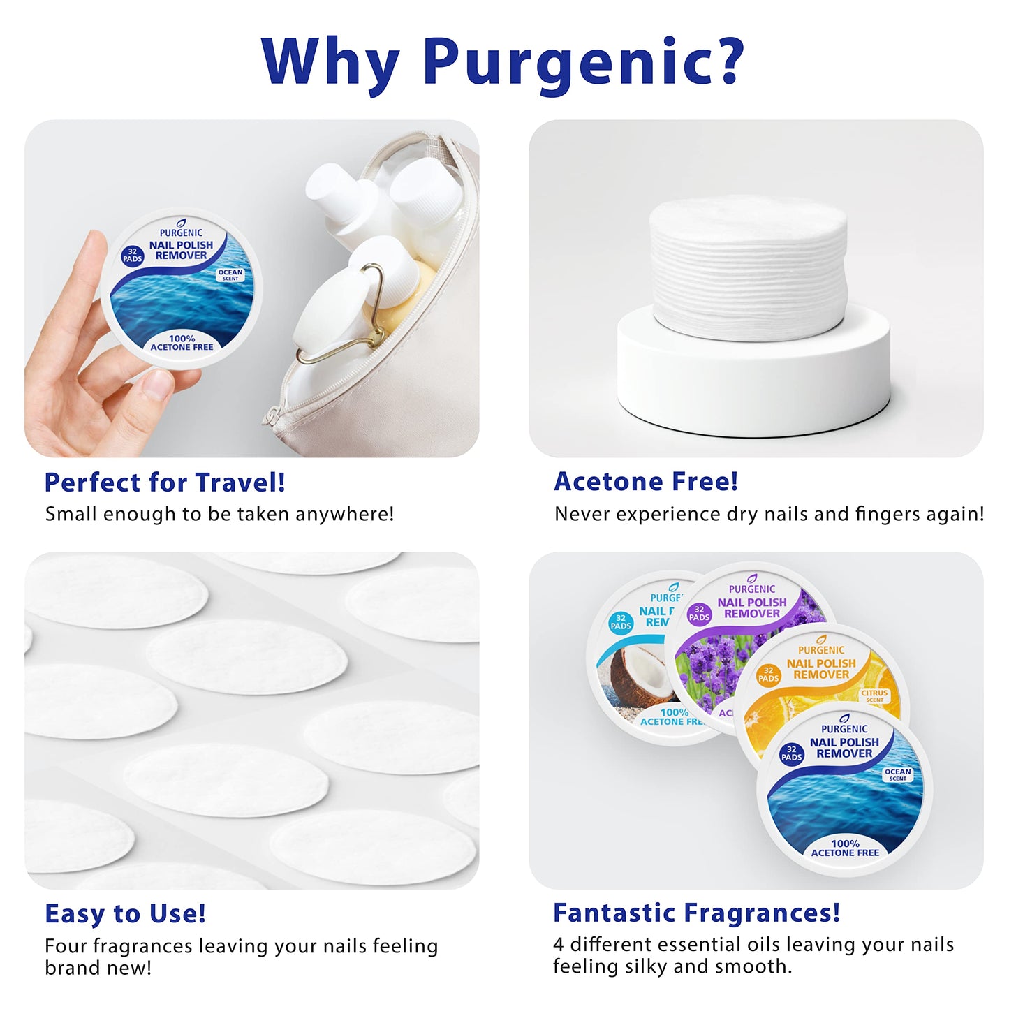 Nail Polish Remover Pads - (256 Count) - On the Go & Travel - Lint Free Nail Polish Wipes - Pre-soaked Pads Made All Natural Ingredients - Cuticle Wipes - No Harsh Odor or Chemicals
