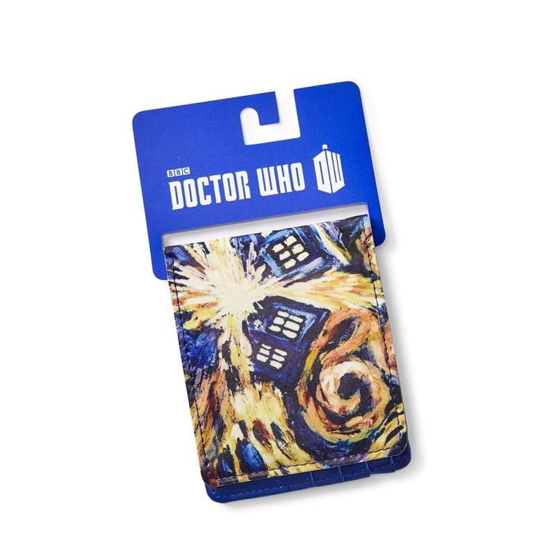 Doctor Who Bi-Fold Wallet Van Gogh Exploding TARDIS - Vinyl Men's Novelty Pocket Storage With Billfold, Card Slots & Clear ID Display - Features Bold Iconic Artwork Design - Bigger on the Inside!