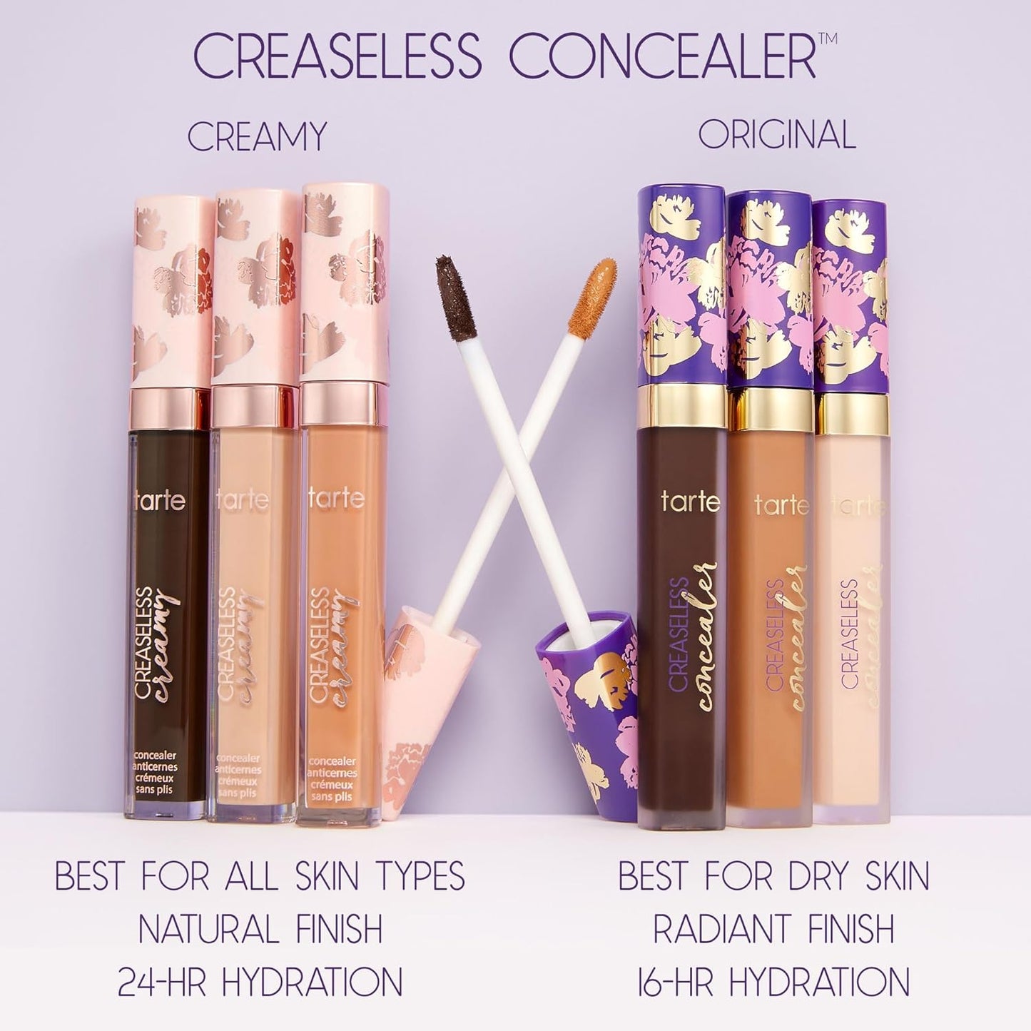 Tarte Creaseless Creamy Full-Coverage Concealer - Waterproof, Hydrating Formula with Vitamin E & Niacinamide | Covers Dark Circles & Blemishes