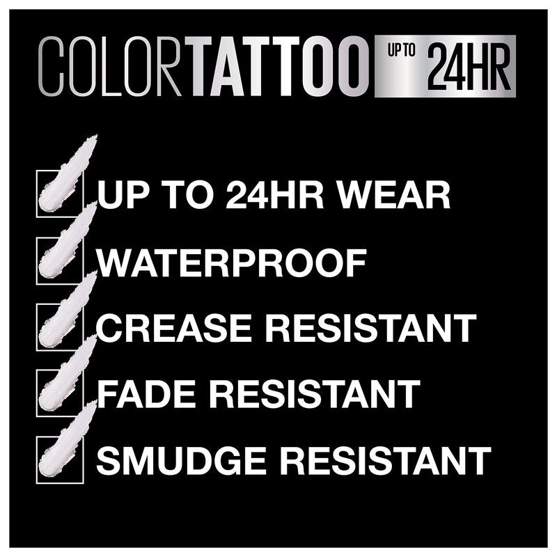 Maybelline New York Color Tattooup to 24Hr Longwear Waterproof Fade Crease Resistant Blendable Cream Eyeshadow Pots Makeup, Urbanite, 0.14 oz