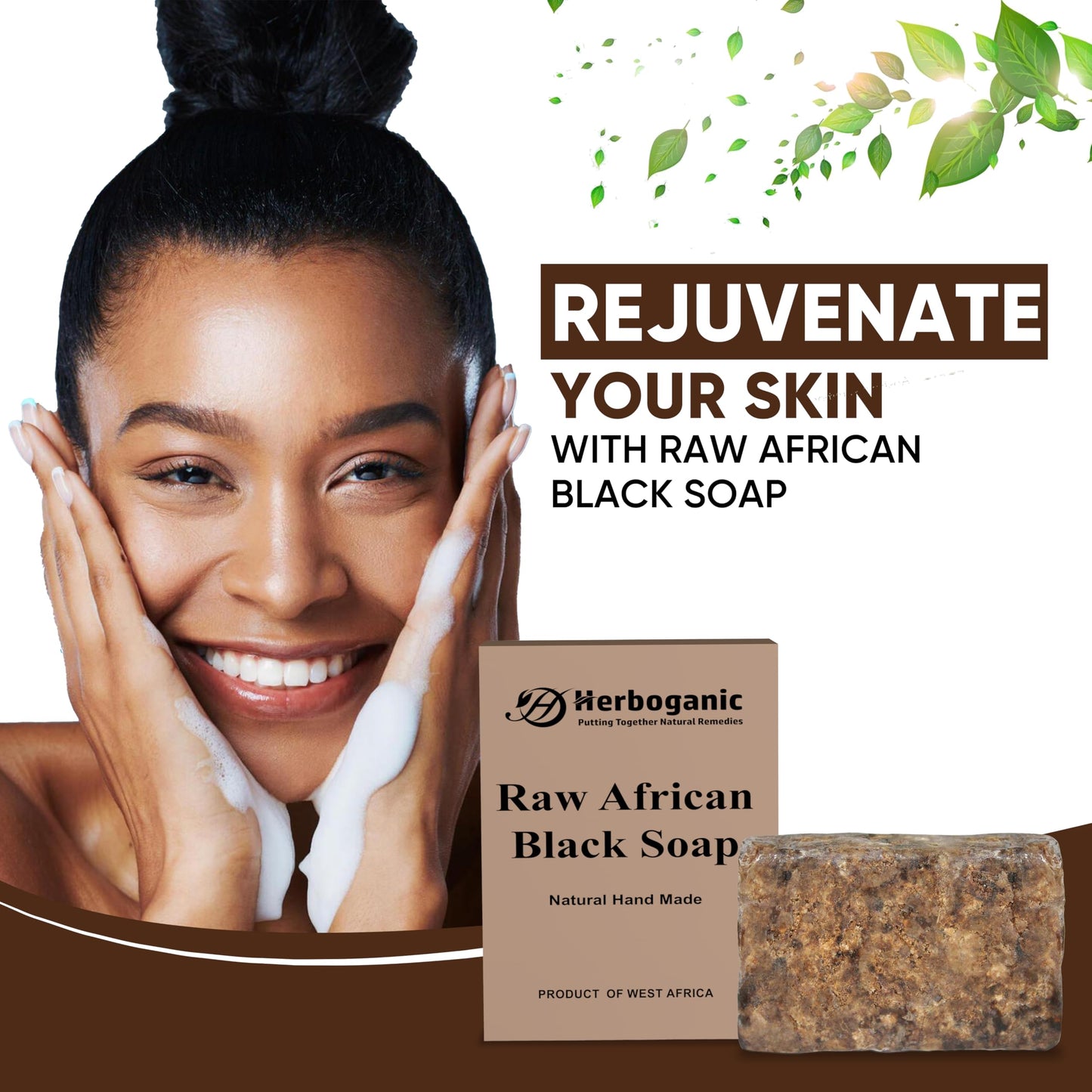 HERBOGANIC Raw African Black Soap (Raw African Black Soap 6 Oz. (Pack of 12))