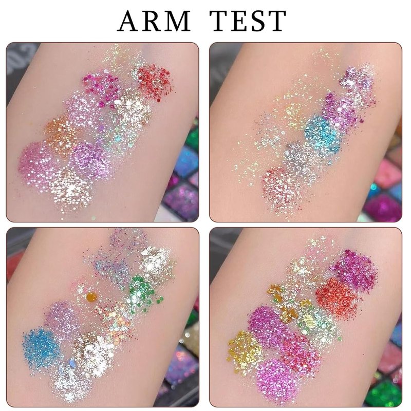Glitter Makeup Palette - 40 Ultra Shimmer Colors | No Glue Needed, Multi-Purpose for Face, Hair & Body