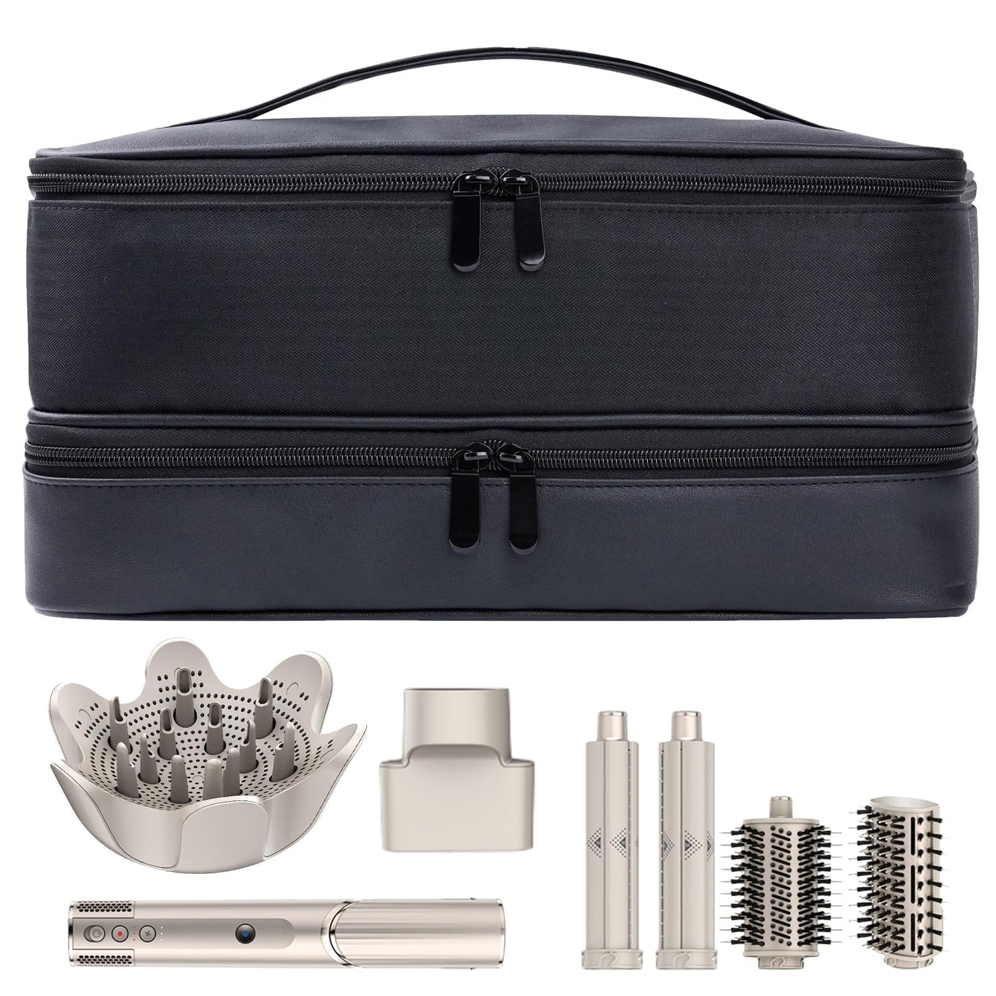 BAQRAXIA Travel Carrying Case for Hair Dryer Shark Flexstyle Dyson Airwrap Brush Double-Layer Hair Accessories Tools Storage Bag for Revlon Hairdryer Styler Organizer (Black)