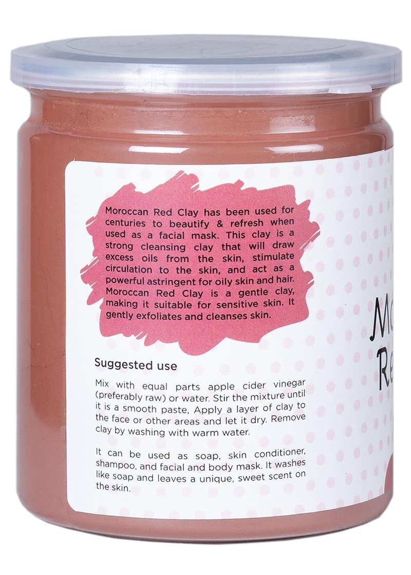 Moroccan Red Clay Powder - Raw Facial Mask for Deep Pore Cleansing & Skin Purification | 16 Oz
