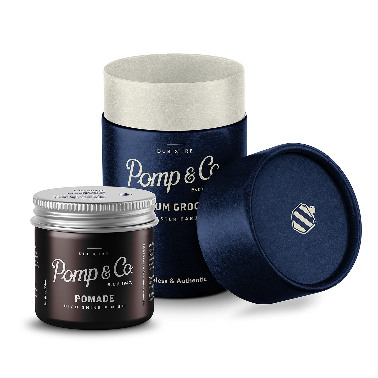 Pomp & Co High Shine Pomade, Mens Styling Pomade For A medium Strong Hold With A Wetlook Finish, Water Based Pomade 120ml