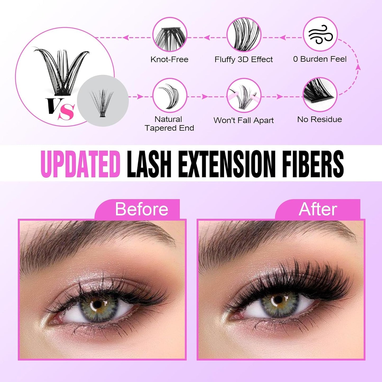 Eyelash Extension Kit - 280pcs Individual Cluster Lashes | 9-16mm with Bond & Seal