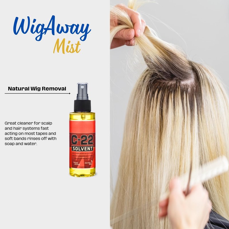WaLKER TaPE C22 Solvent Spray Adhesive Remover, Tape in Hair Extension Remover Solution for Womens Wigs, Tape In Hair Extensions, Wigs & Accessories, Fast & Gentle on Skin Lace Glue Remover Spray,12oz