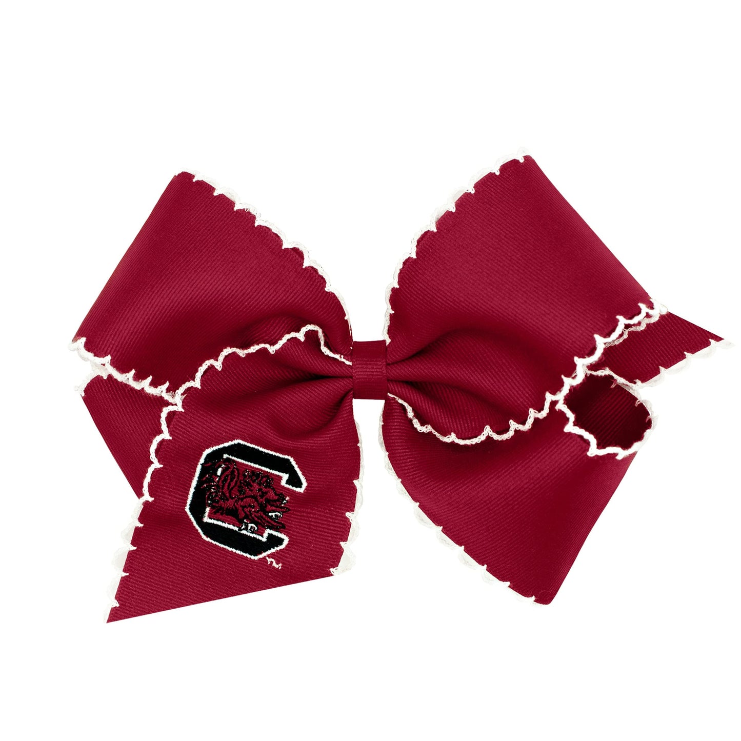 Divine Creations Girls' Collegiate Themed Game Day Logo Print Hair Bow by Wee Ones on a WeeStay Clip, Moonstitch, King, South Carolina