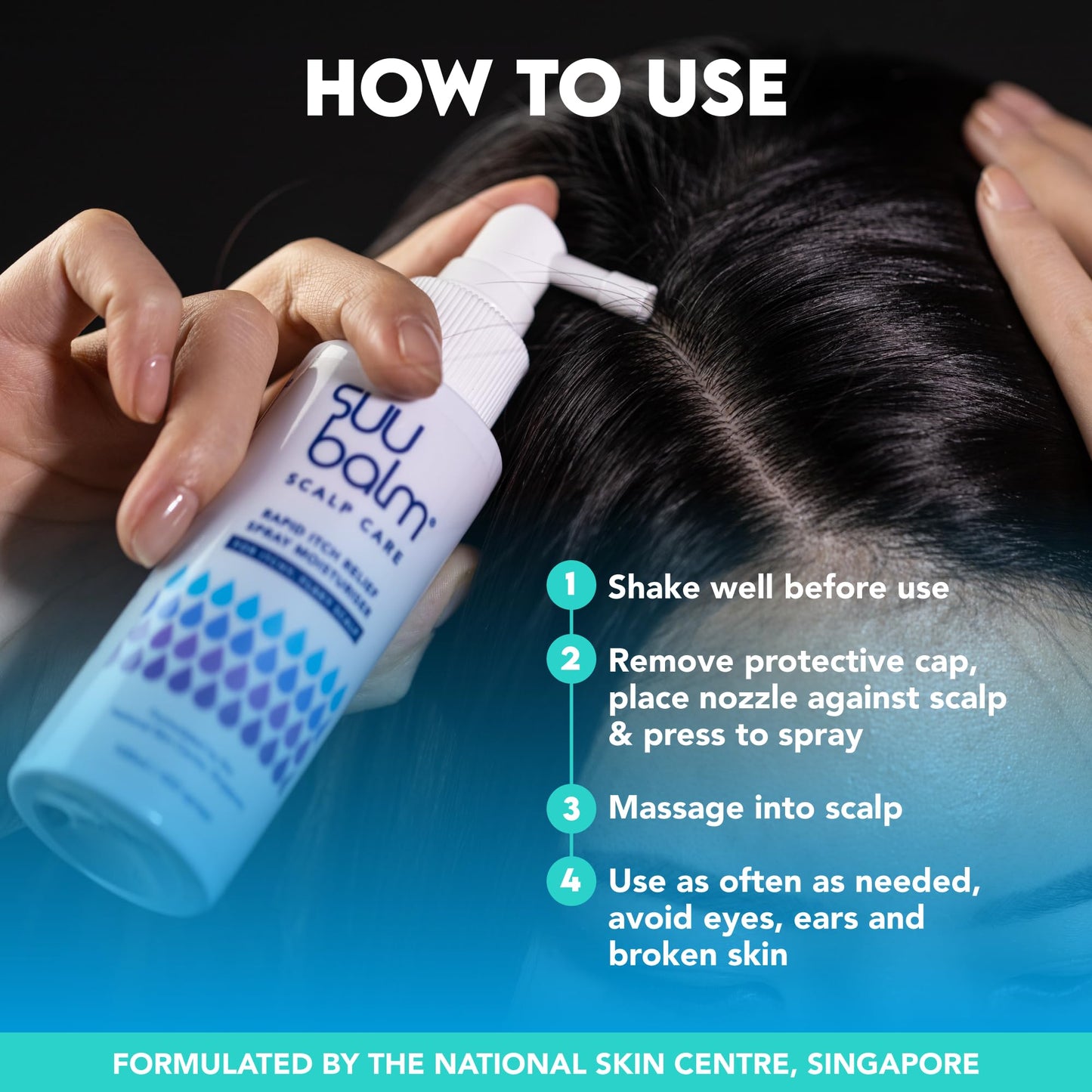 Suu Balm Rapid Itch Relief Anti-Dandruff Scalp Spray Moisturizer, Dry Scalp Spray, Cooling Itchy Scalp Treatment for Flaky Sensitive & Psoriasis, Derm-Formulated. Menthol & 5 Ceramides, 3.38 fl oz