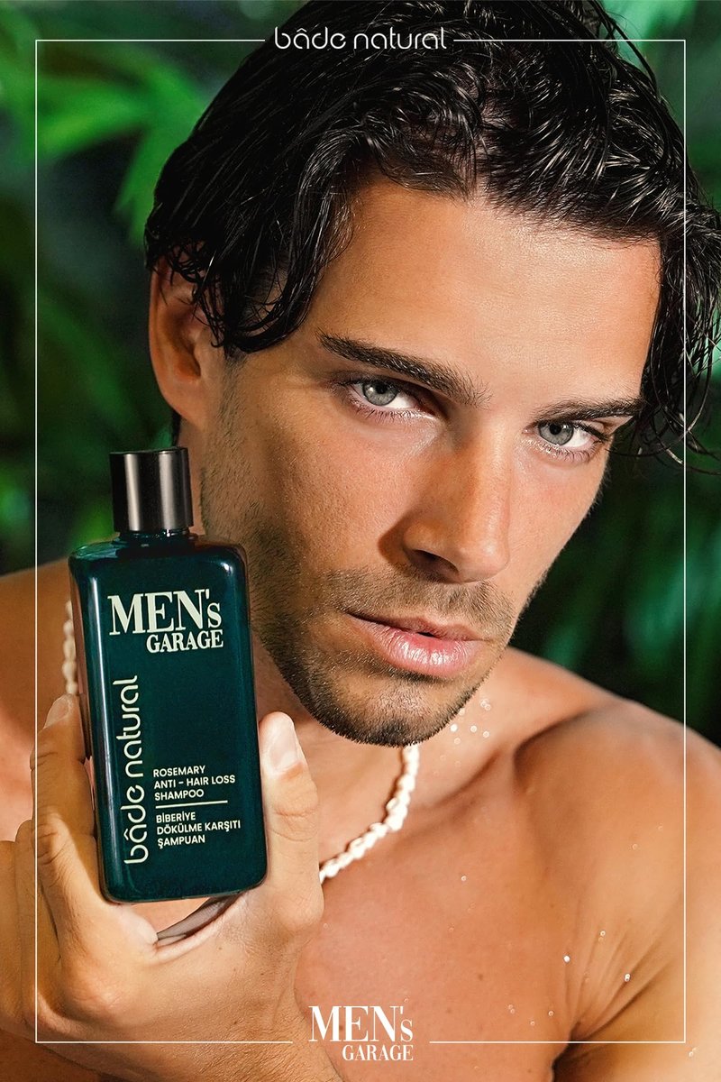 Bade Natural Men’s Garage Rosemary Hair Strengthening Shampoo – 10.14 fl oz (300 mL) – Anti-Hair Loss Formula with Biotin, Aloe Vera & Herbal Extracts