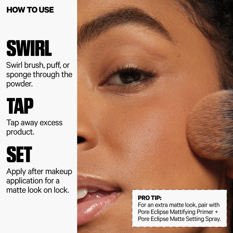 Milk Makeup Pore Eclipse Matte Translucent Setting Powder – Controls Shine, Blurs Pores + Sets Makeup Up to 16 Hours – Weightless, Talc-Free Formula with a Matte Finish – Translucent Light, 0.27oz