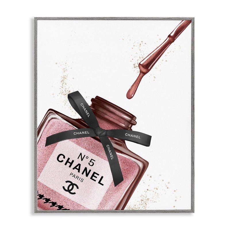 Stupell Industries 'Makeup Nail Polish Brush Drip', Framed Giclee Art, Gray, 16 x 20 Inches, Easy to Hang and Sturdy, Made in USA, by Ziwei Li