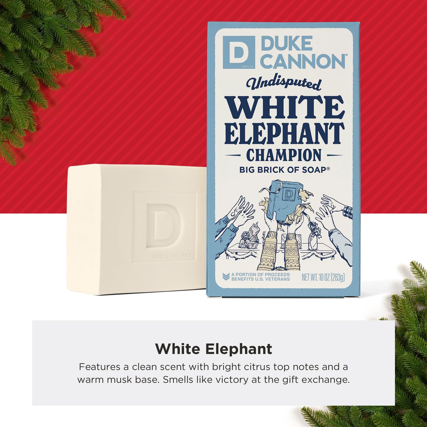 Duke Cannon Supply Co. White Elephant Bar Soap - 10oz Large Soap Brick with Citrus Musk Scent - Holiday Gag Gift, Funny White Elephant Gift Idea 4 Pack