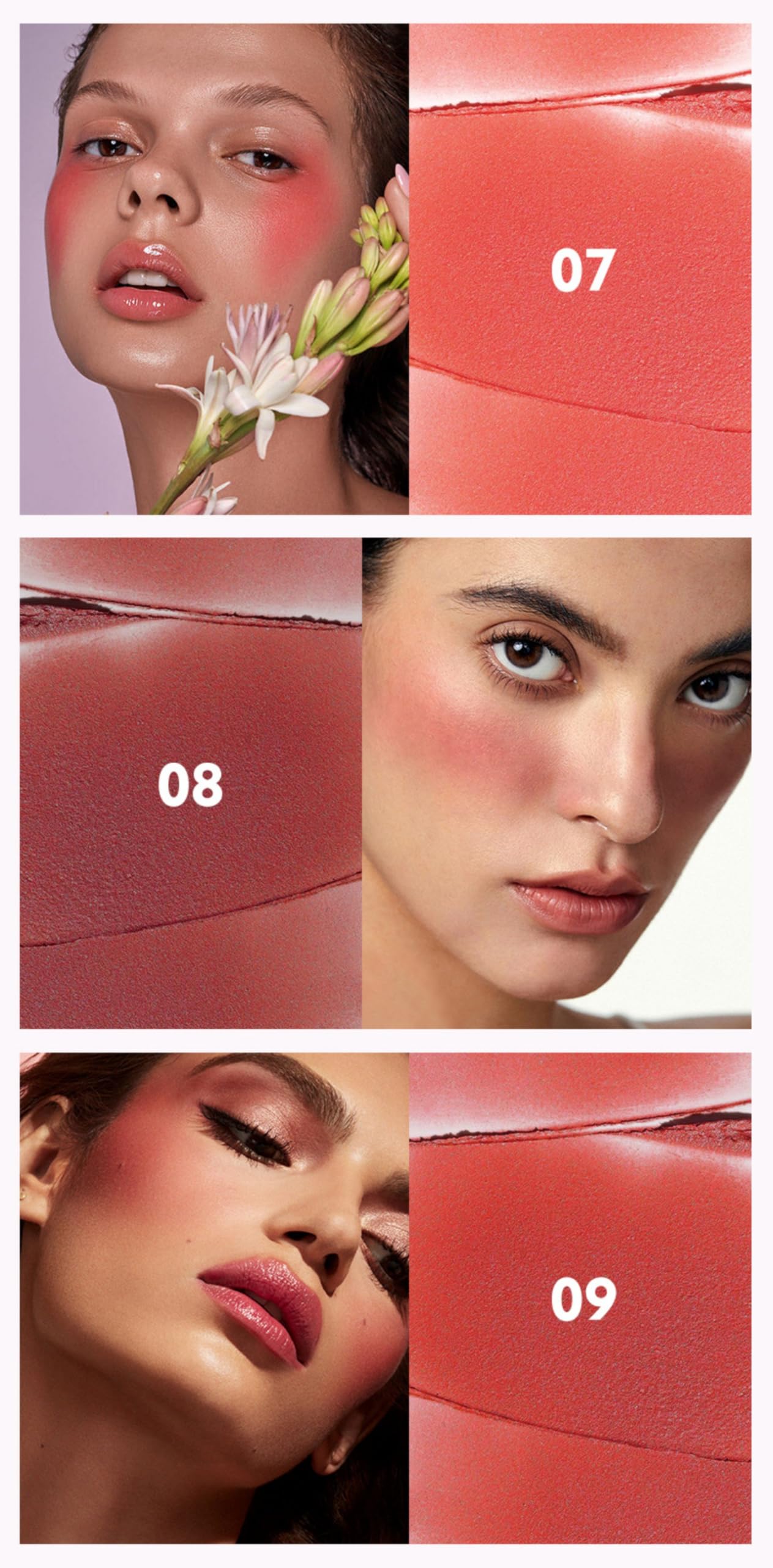 MAEPEOR Cream Blush 9 Color High-Pigmented Smooth Buildable Face Blush Long-Lasting Natural Look Blusher (Color 09)