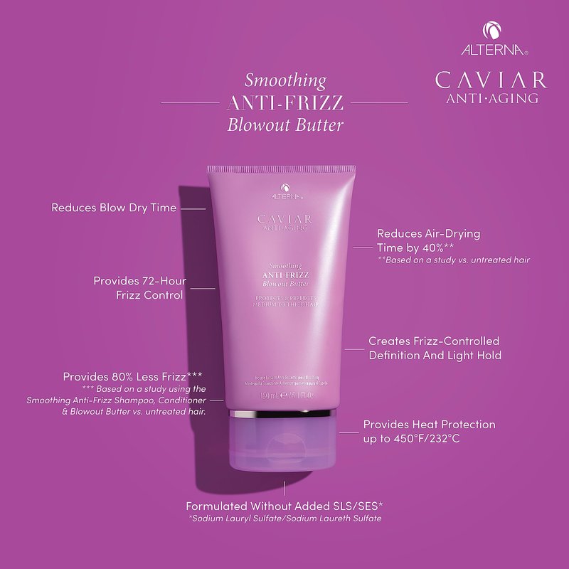 Alterna Caviar Anti-Aging Smoothing Anti-Frizz Blowout Butter, | Protects Hair from Heat Styling and Humidity | Sulfate Free , 5.07 Fl Oz (Pack of 1)