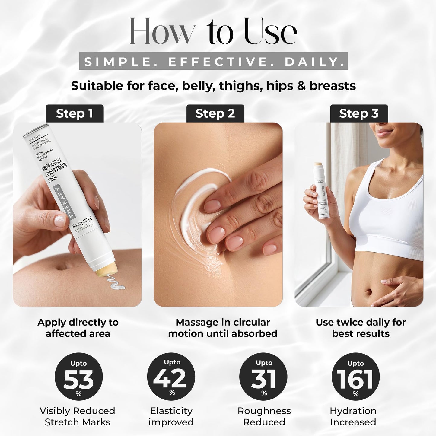 StretchMarkers Therapy Stretch Mark Cream – Visibly Reduces and Treats, Stretch Marks Removal with Retinol, Hyaluronic Acid, Bioactive Peptides & 3D Stem Cell Technology, 1 fl oz