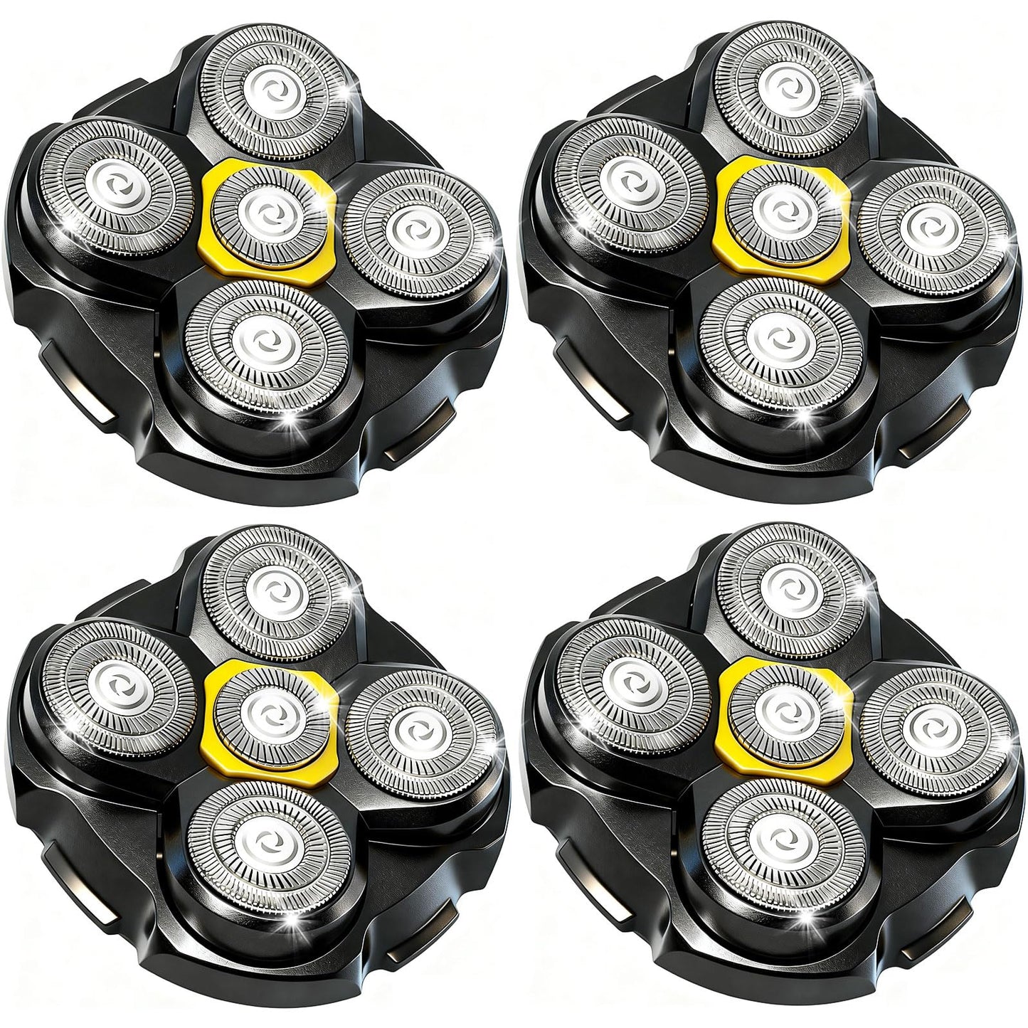 5 Head Shaver Replacement Head for MicroTouch Titanium Shaver for Bald Men Head and Face Wet/Dry Shaving (Black(4count))