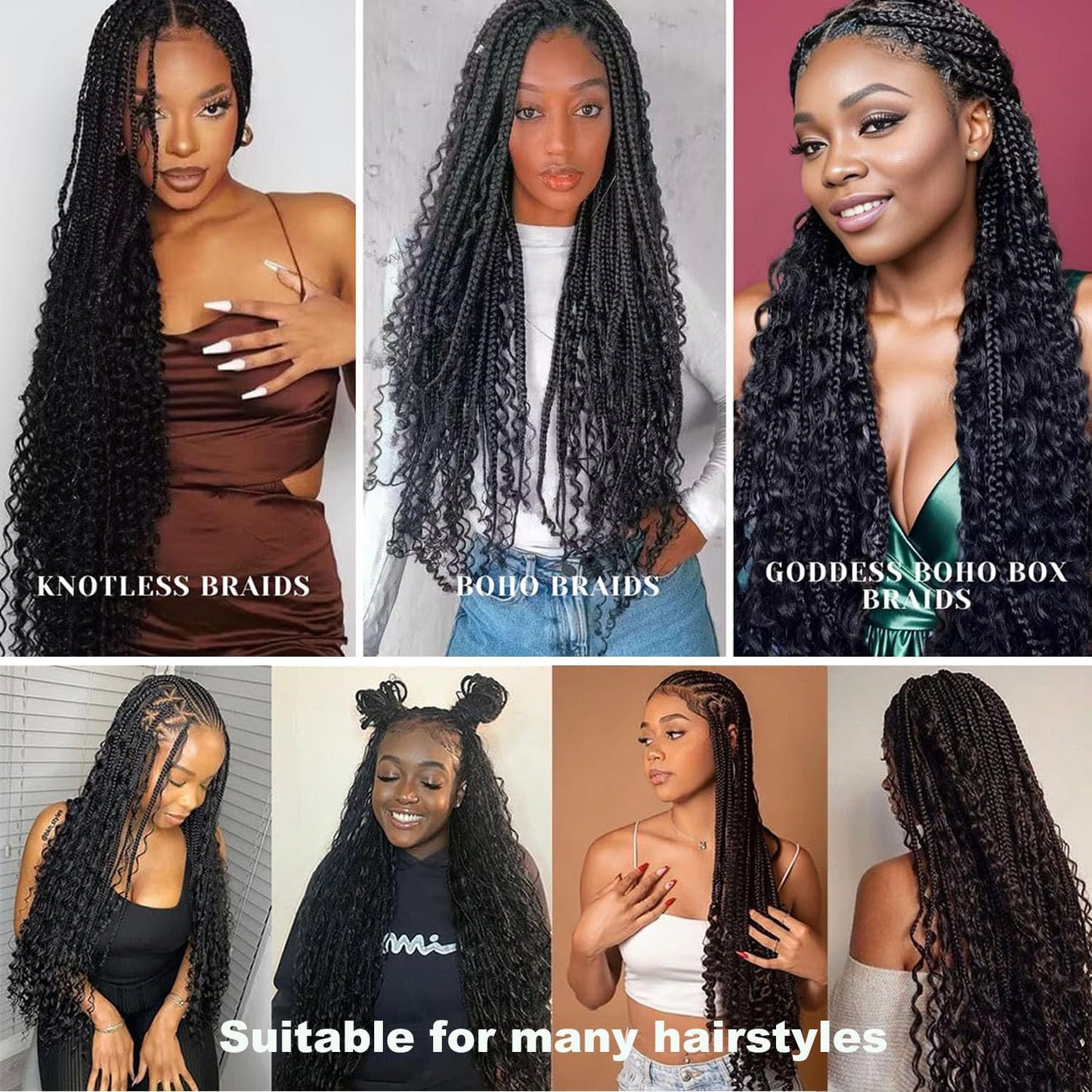 Human Braiding Hair 2 Bundles/Pack 100g Deep Wave Human Bulk Hair for Braiding No Weft 10A Brazilian Virgin braiding Hair for Boho Braids Extensions (Natural Color, 14 inch)