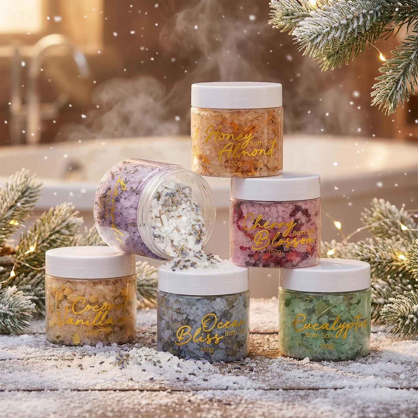 Luxurious Spa Gift Set - 15 Pcs Bath and Body Set for Men & Women | Includes 6 Bath Salts & 6 Bath Bombs