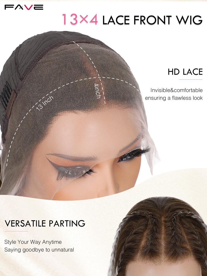 FAVE 13x4 HD Lace Front Wig 28" Ombre Wig Ash Blonde with Brown Wig Long Straight Synthetic Hair Pre-Plucked Hairline Heat-Resistant Glueless Lace Front Wigs for Women