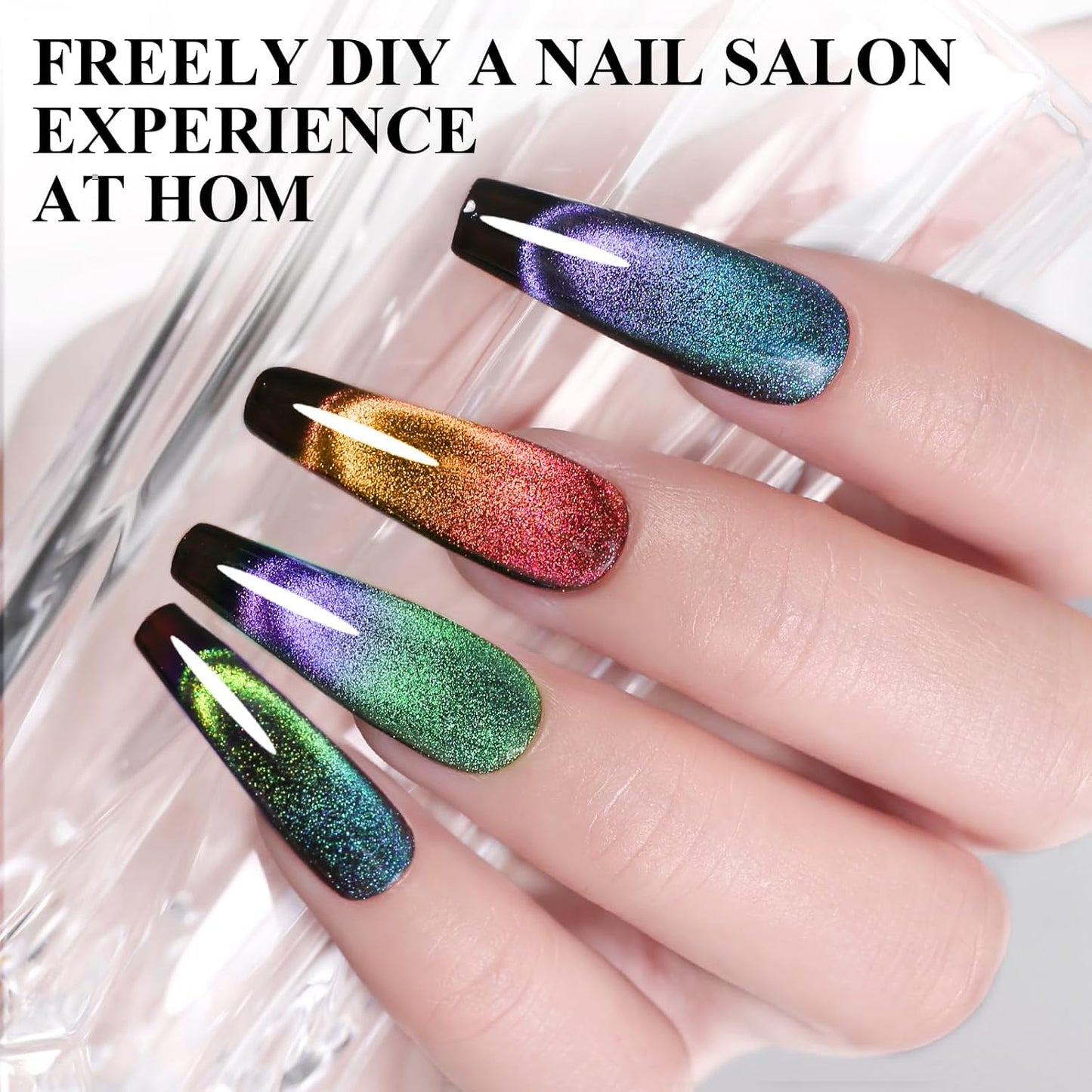Cat Eye Gel Nail Polish Kit - 6 Pcs 9D Long Lasting Soak Off UV LED | Perfect for Nail Art & DIY at Home