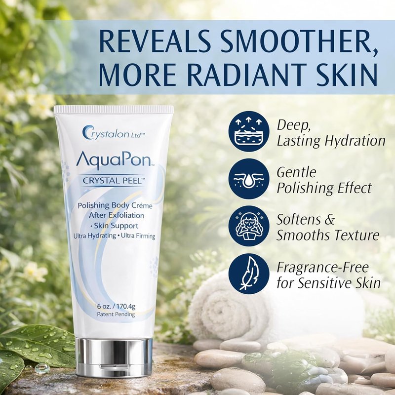 Hydrating Body Cream - Crystal Peel Moisturizer for Dry Skin | 6 Fl Oz, Sensitive Skin Safe