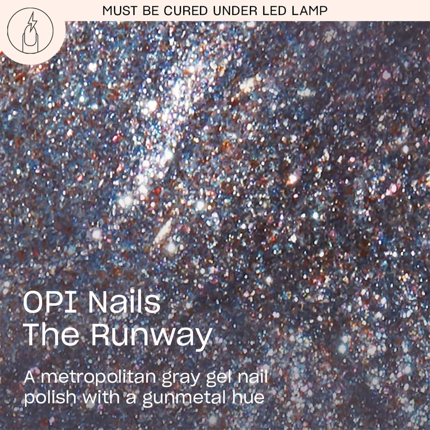 OPI GelColor OPI Nails the Runway | Opaque Muted Silver Shimmer LED Cure Gel Nail Polish | Salon-Quality Shine, Long-Lasting Wear | Vegan & HEMA Free | 0.5 Fl Oz