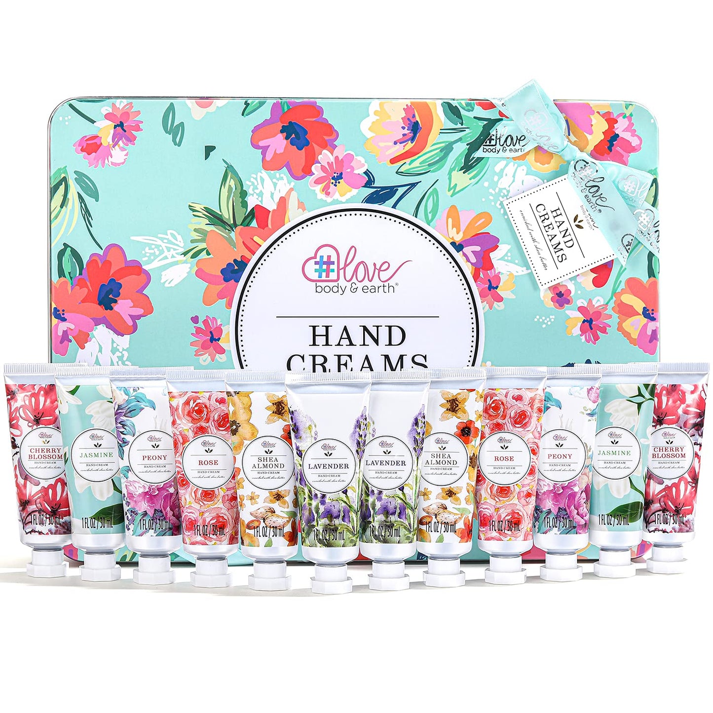 BODY & EARTH 12 Pack Hand Cream Gifts Set, Hand Lotion Travel Size Hand Cream for Women, Moisturizing Lotion Enriched with Shea Butter to Nourish Dry Cracked Hands, Birthday Gifts for Women, 12 x 1 OZ