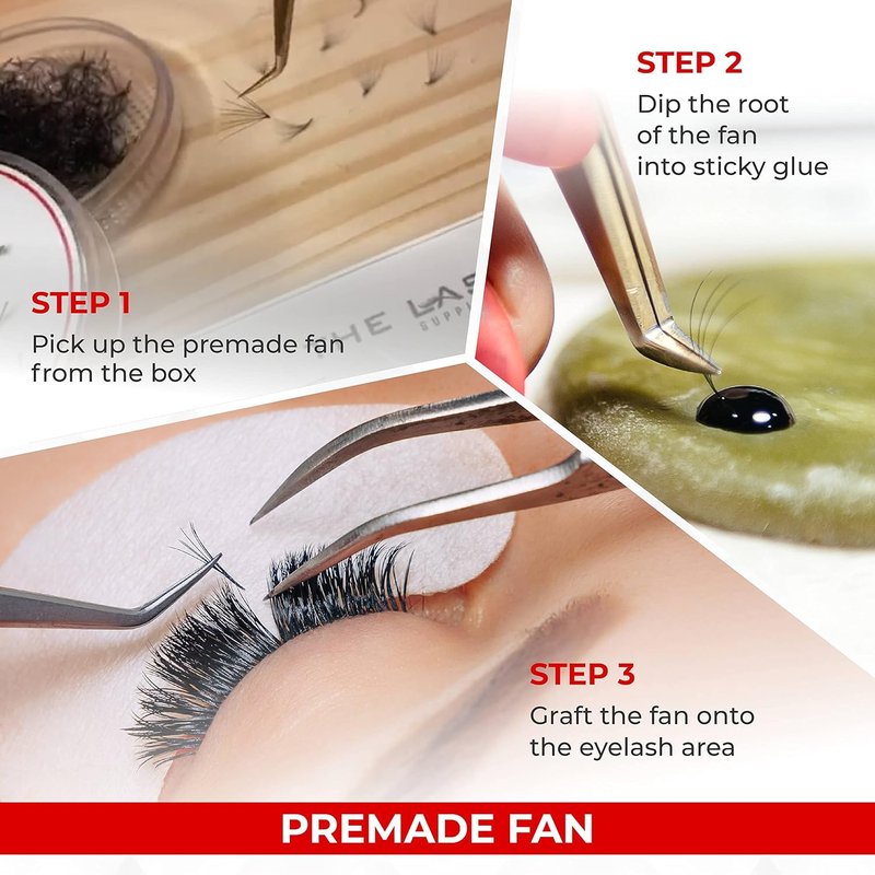Premade Fan Eyelashes - 1000 Fans 3D/4D/5D/6D/7D/8D/10D/12D/14D | C/CC/D Curl, 8-20mm Length, 0.03/0.05/0.07 Thickness