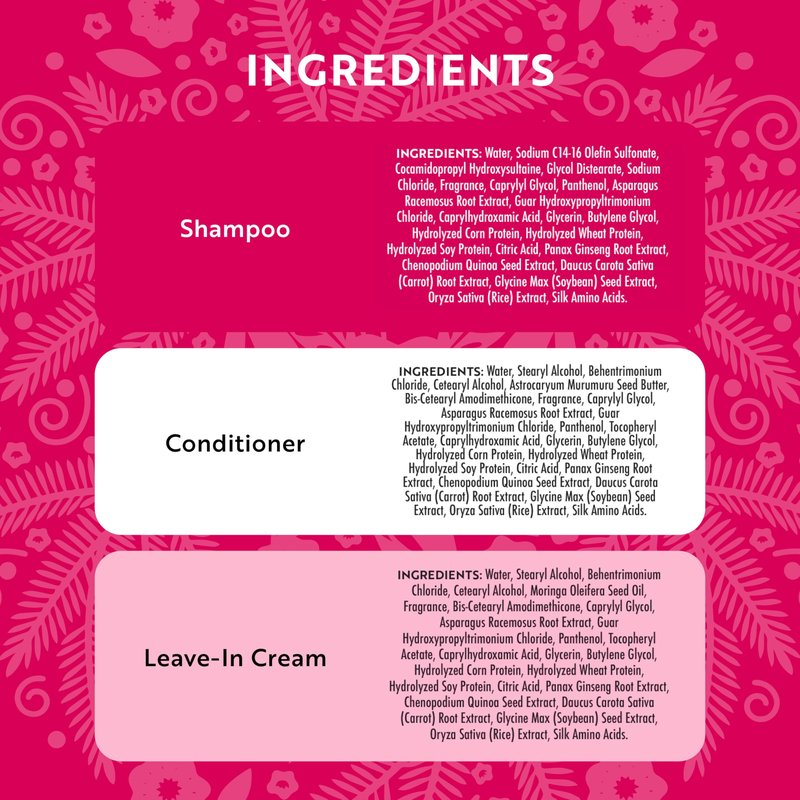 Lu by LatinUs Beauty Rescue Collection | Complete Hair Repair System | Shampoo, Conditioner & Leave In Cream Set | For Dry, Damaged & Color-Treated Hair | 32 Fl Oz Total | 3-Piece