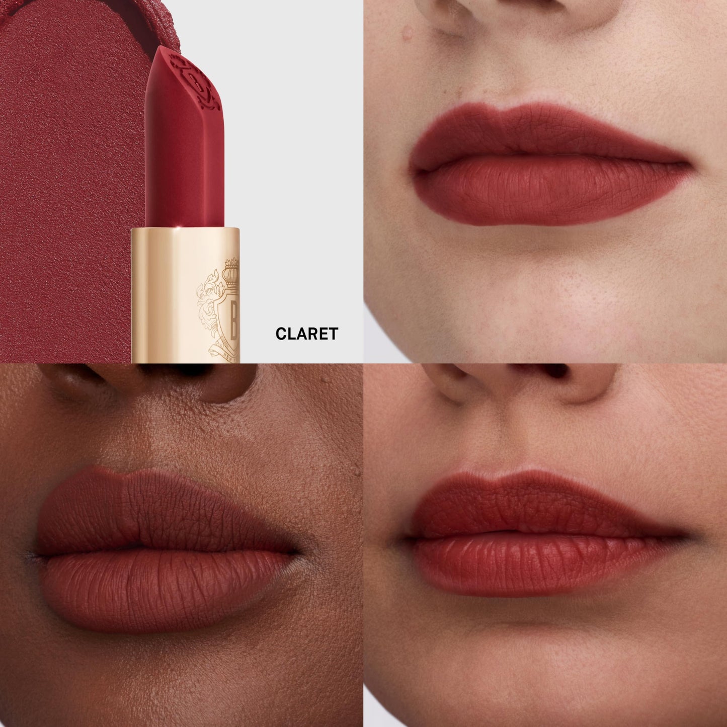 Bobbi Brown Luxe Cashmere Matte Lipstick | Non-Drying, Hydrating, Ultra-Matte Finish | Yellow Flower Complex, 0.12 Ounce, Claret