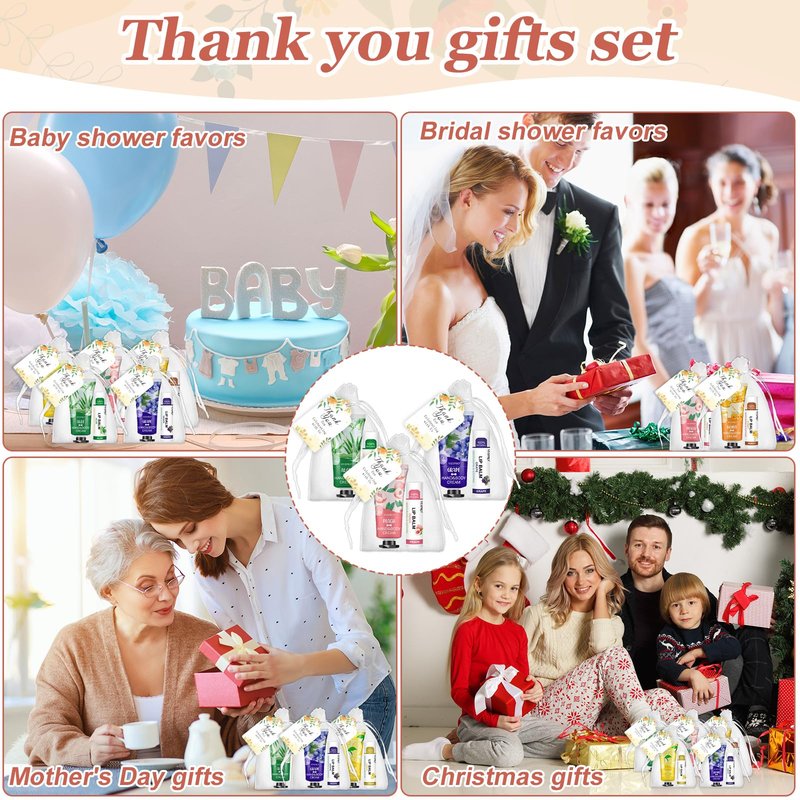 VESPRO 30 Pack Bulk Hand Cream and Bulk Lip Balm Sets, Mothers Day Gifts, Wedding Favors for Guests with Thank You Card and Organza Bags, Birthday Gift, Teacher Appreciation Gifts and Nurse Gift