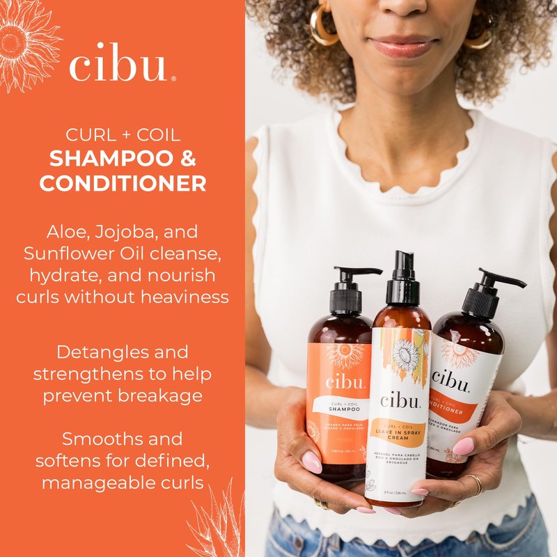 CIBU Curl + Coil Shampoo Cleanses, Hydrates, Revitalizes, Detangles & Preserves Natural Curl + Coil for Frizz-Free Smooth Manageable Hair (Shampoo, 350ml)