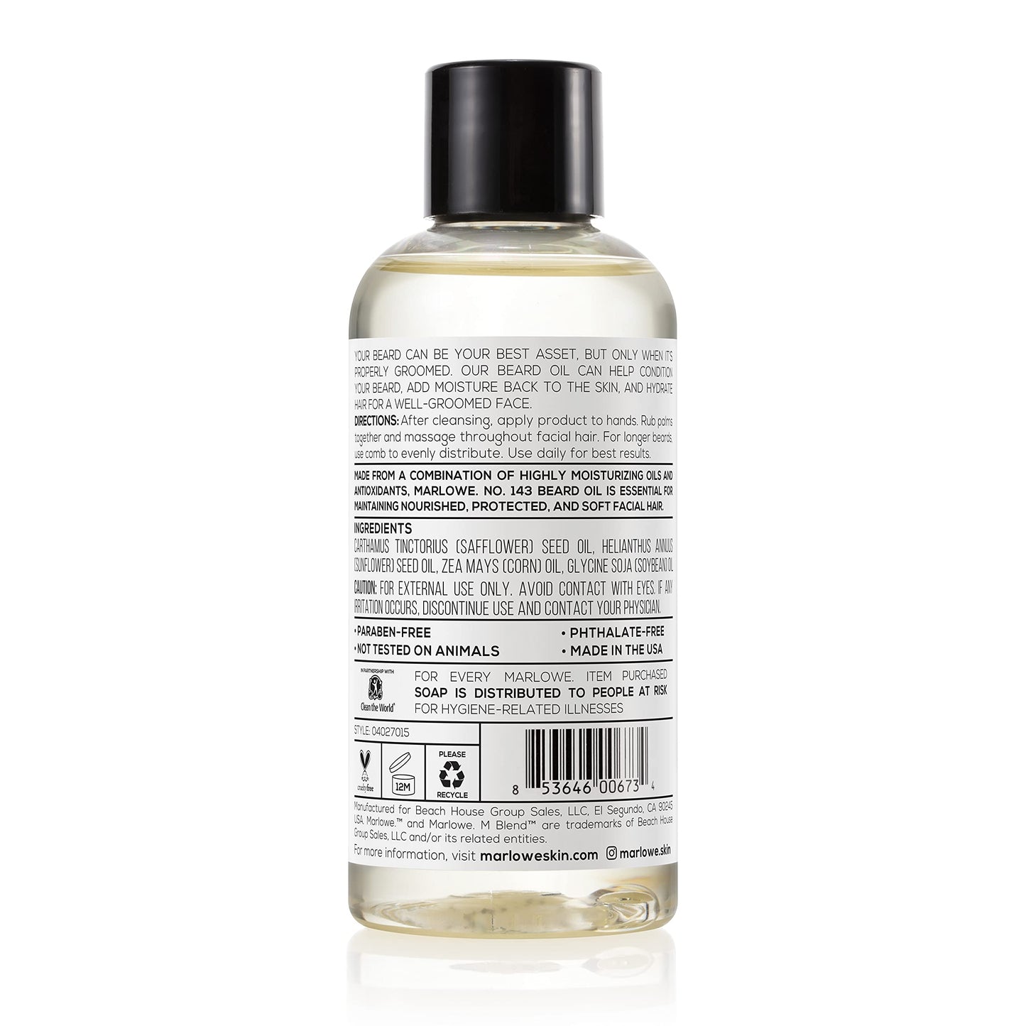 MARLOWE. Beard Oil, Moisturizing Beard Conditioner for Men, 3 oz