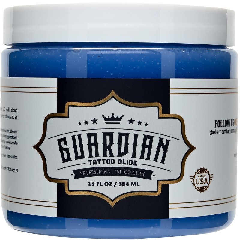 Element Tattoo Supply Guardian Tattoo Glide Gel - During Tattooing & Aftercare Tattoo Ointment, Moisturizing with Vit A, C, E & Botanical Extracts, Professional Grade, 13 oz Jar