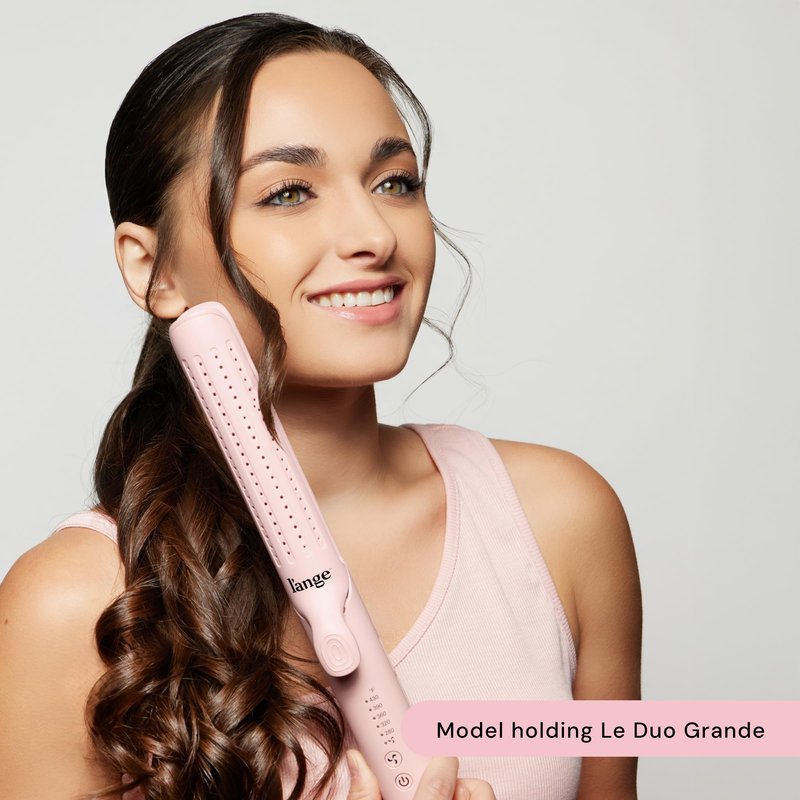 L'ANGE HAIR Le Duo Grande 360° Airflow 2 in 1 Straightener and Curler | 1 Inch Curling Wand & Titanium Flat Iron with 5.3" Plates | Hair Straightener & Curler for Long Hair (Blush)